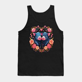 Pot-Bellied Pig Couple Valentine Tank Top